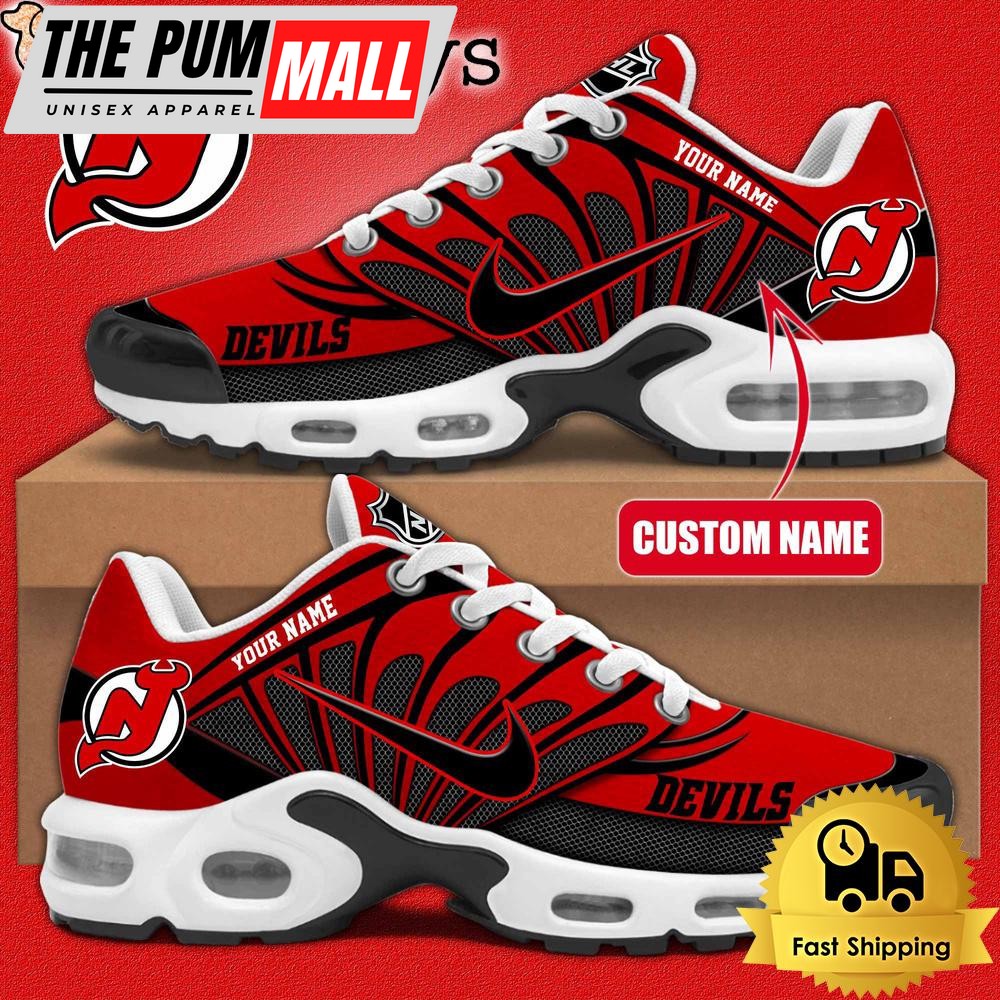 NHL New Jersey Devils Hockey Logo Custom Name Air Max Plus Shoes