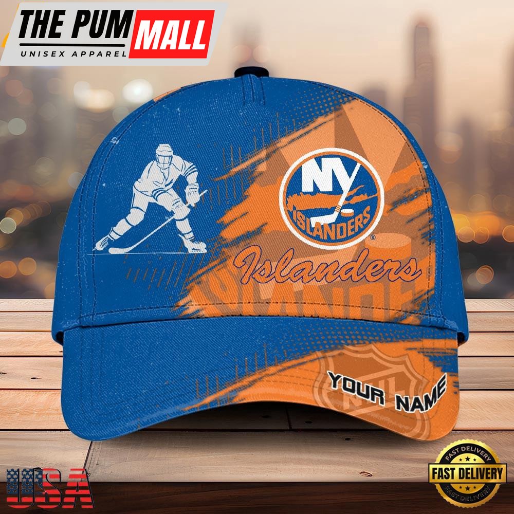 NHL New York Islanders Bold Distressed Artwork Custom Name 3D Cap – Baseball Cap Snapback Hats