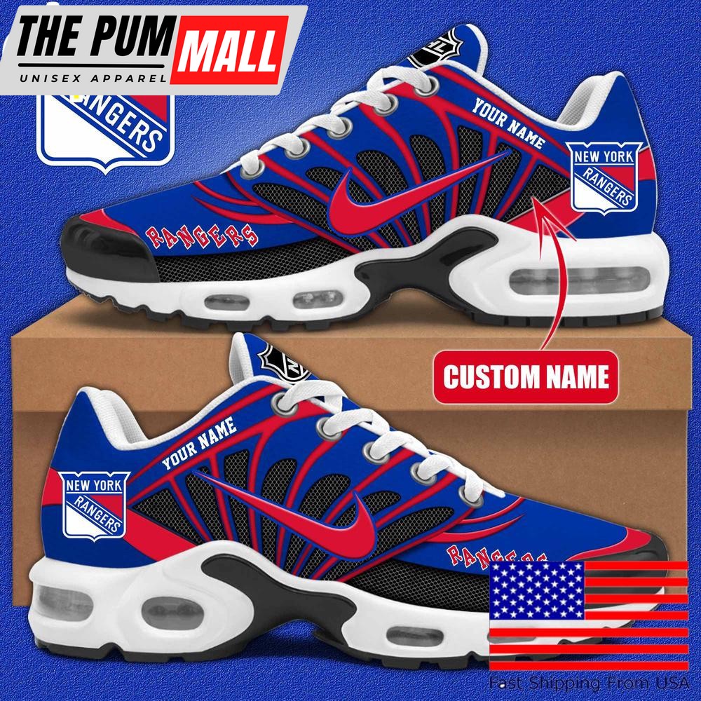 NHL New York Rangers Hockey Logo Custom Name Air Max Plus Shoes , Hockey Shoes