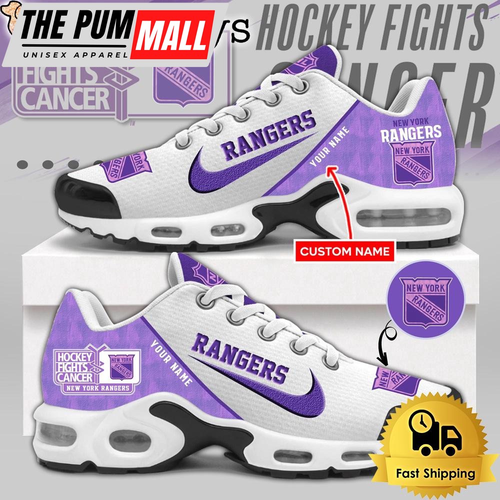 NHL New York Rangers Hockey Purple Fight Cancer Custom Air Max Plus Shoes