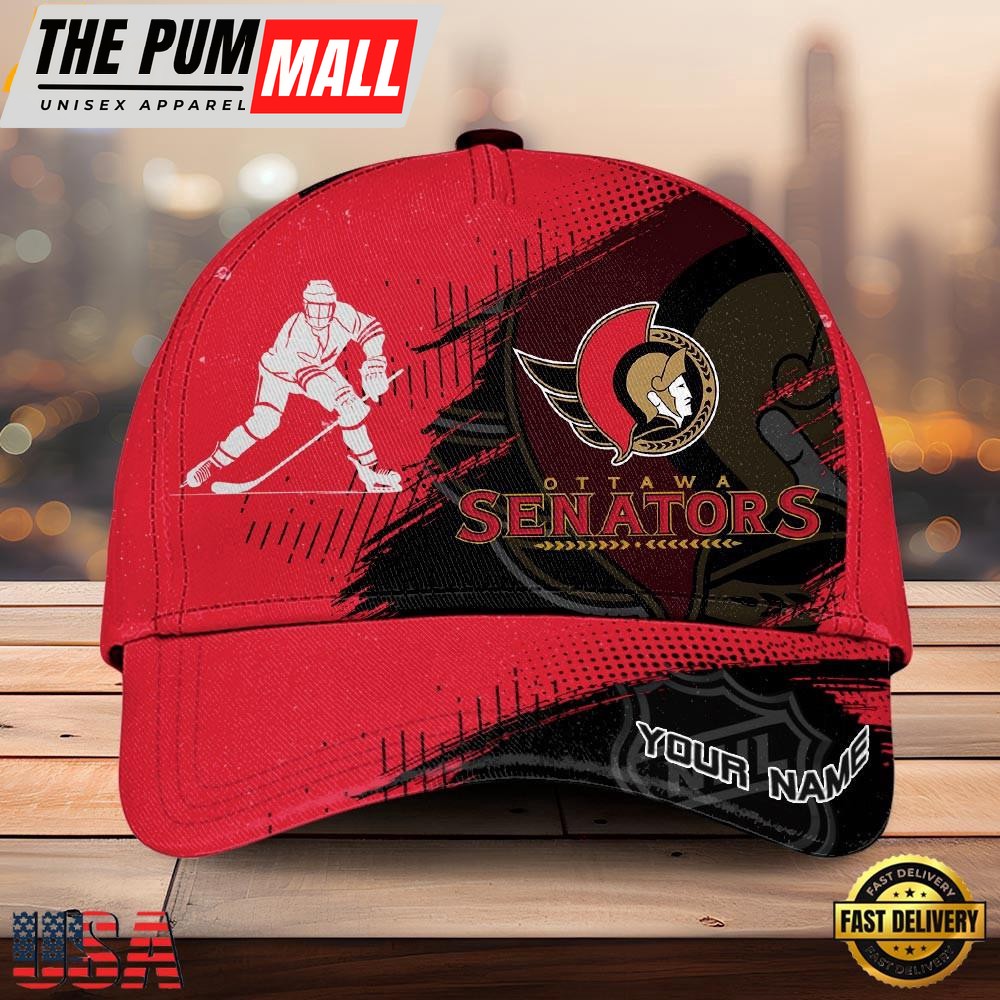 NHL Ottawa Senators Bold Distressed Artwork Custom Name 3D Cap – Baseball Cap Snapback Hats