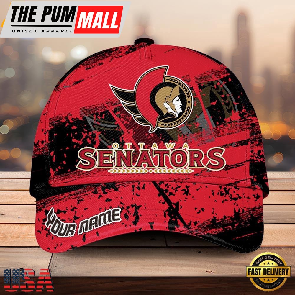 NHL Ottawa Senators Explosive Grunge Logo 3D Print Cap – Baseball Cap Snapback Hats