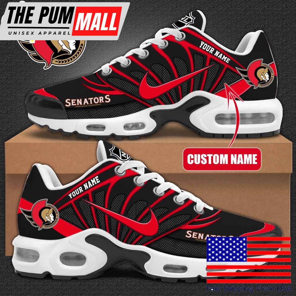 NHL Ottawa Senators Hockey Logo Custom Name Air Max Plus Shoes , Hockey Shoes