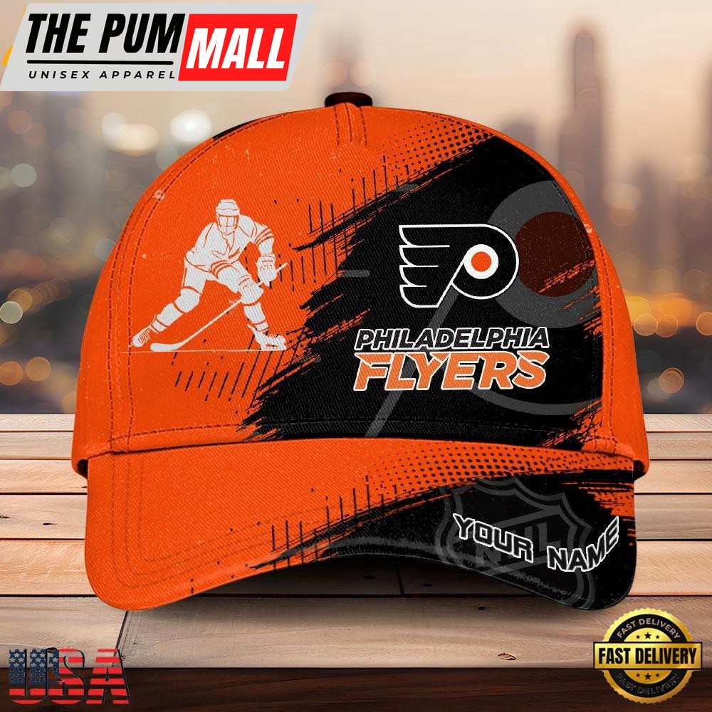 NHL Philadelphia Flyers Bold Distressed Artwork Custom Name 3D Cap – Baseball Cap Snapback Hats