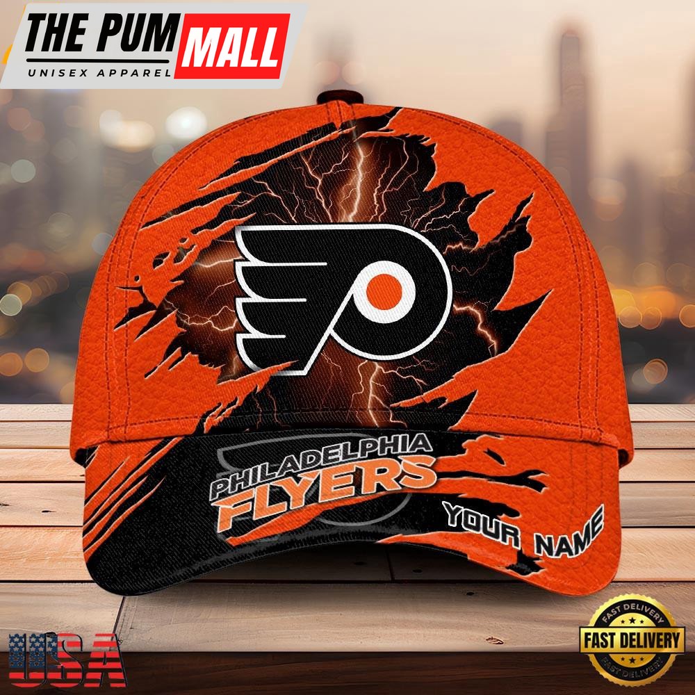 NHL Philadelphia Flyers Dynamic Hockey Emblem Custom Name 3D Printed Cap – Baseball Cap Snapback Hats