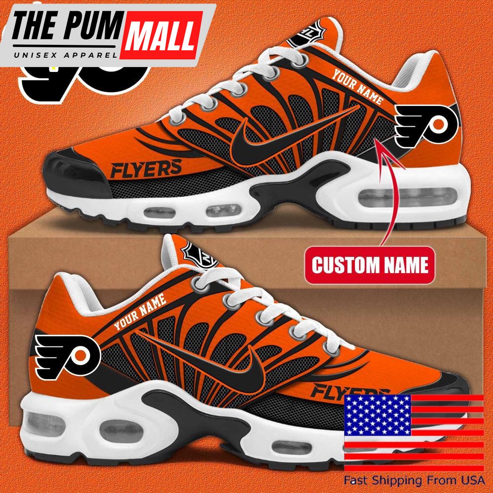 NHL Philadelphia Flyers Hockey Logo Custom Name Air Max Plus Shoes , Hockey Shoes