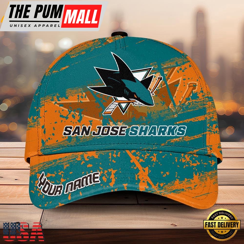NHL San Jose Sharks Explosive Grunge Logo 3D Print Cap – Baseball Cap Snapback Hats
