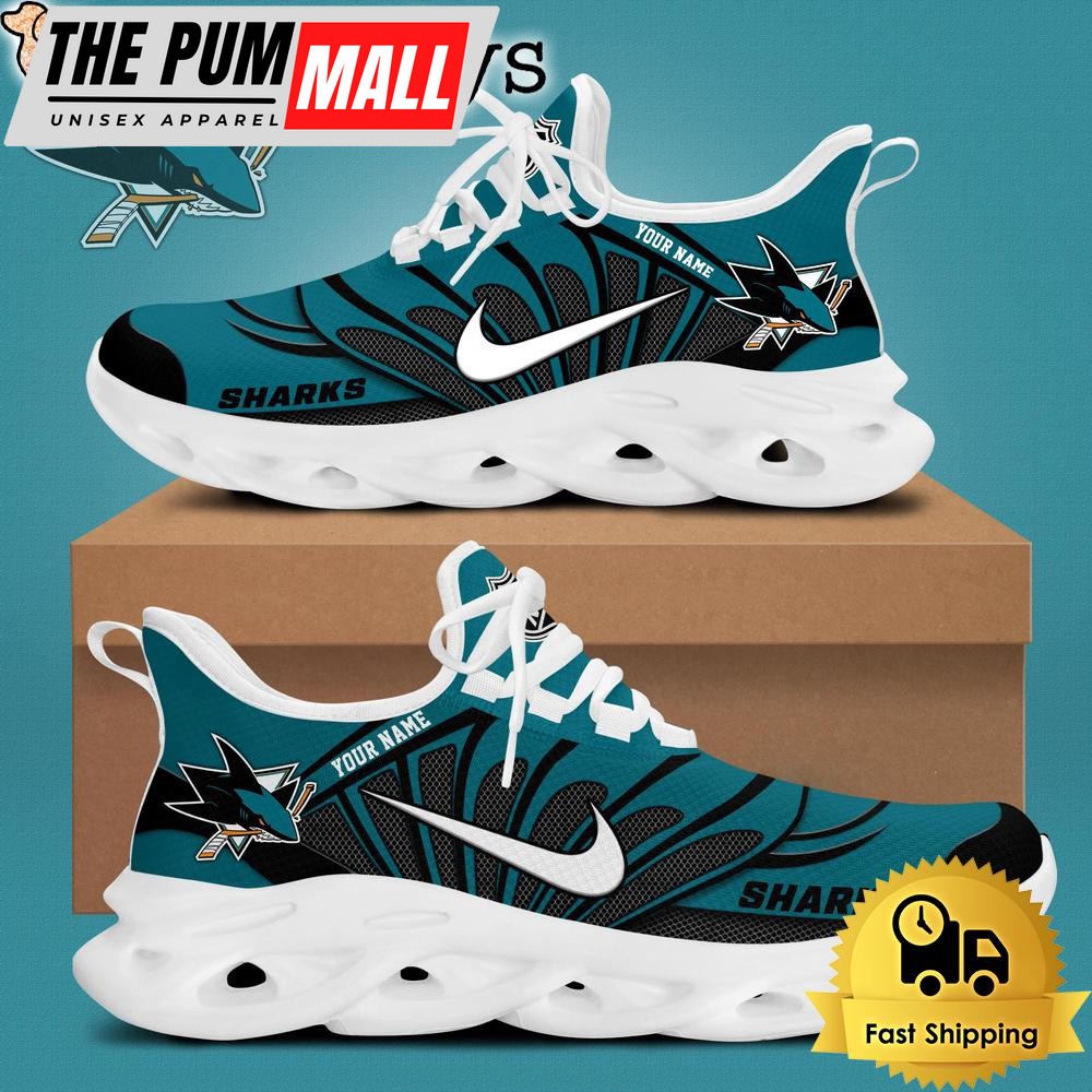 NHL San Jose Sharks Hockey Logo Custom Name Max Soul Shoes