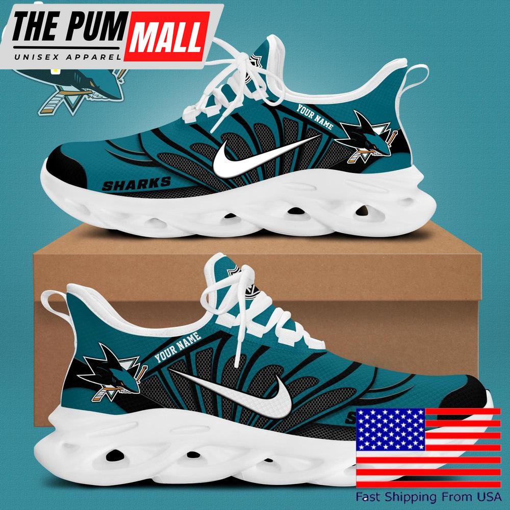 NHL San Jose Sharks Hockey Logo Custom Name Max Soul Shoes , Hockey Shoes