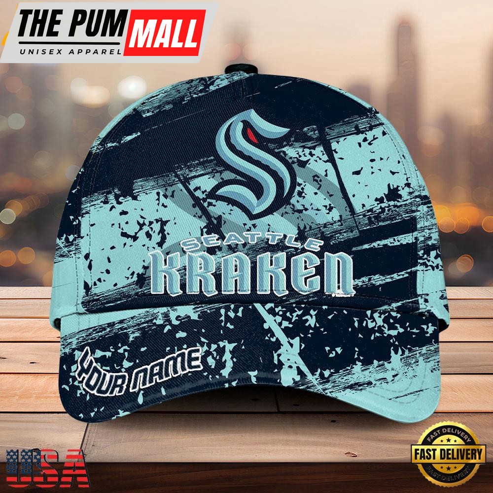 NHL Seattle Kraken Explosive Grunge Logo 3D Print Cap – Baseball Cap Snapback Hats