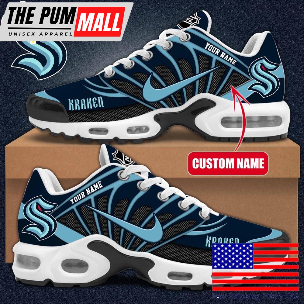 NHL Seattle Kraken Hockey Logo Custom Name Air Max Plus Shoes , Hockey Shoes