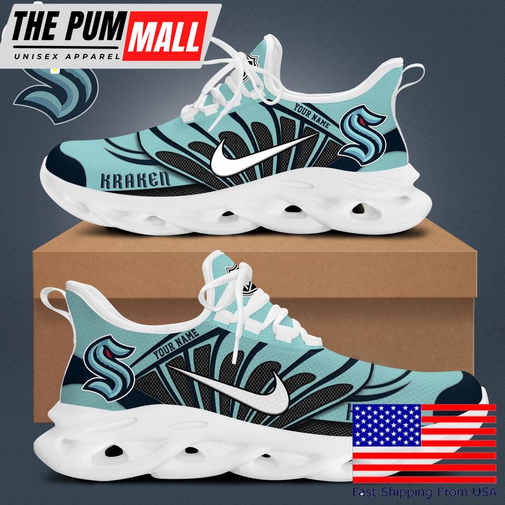 NHL Seattle Kraken Hockey Logo Custom Name Max Soul Shoes , Hockey Shoes