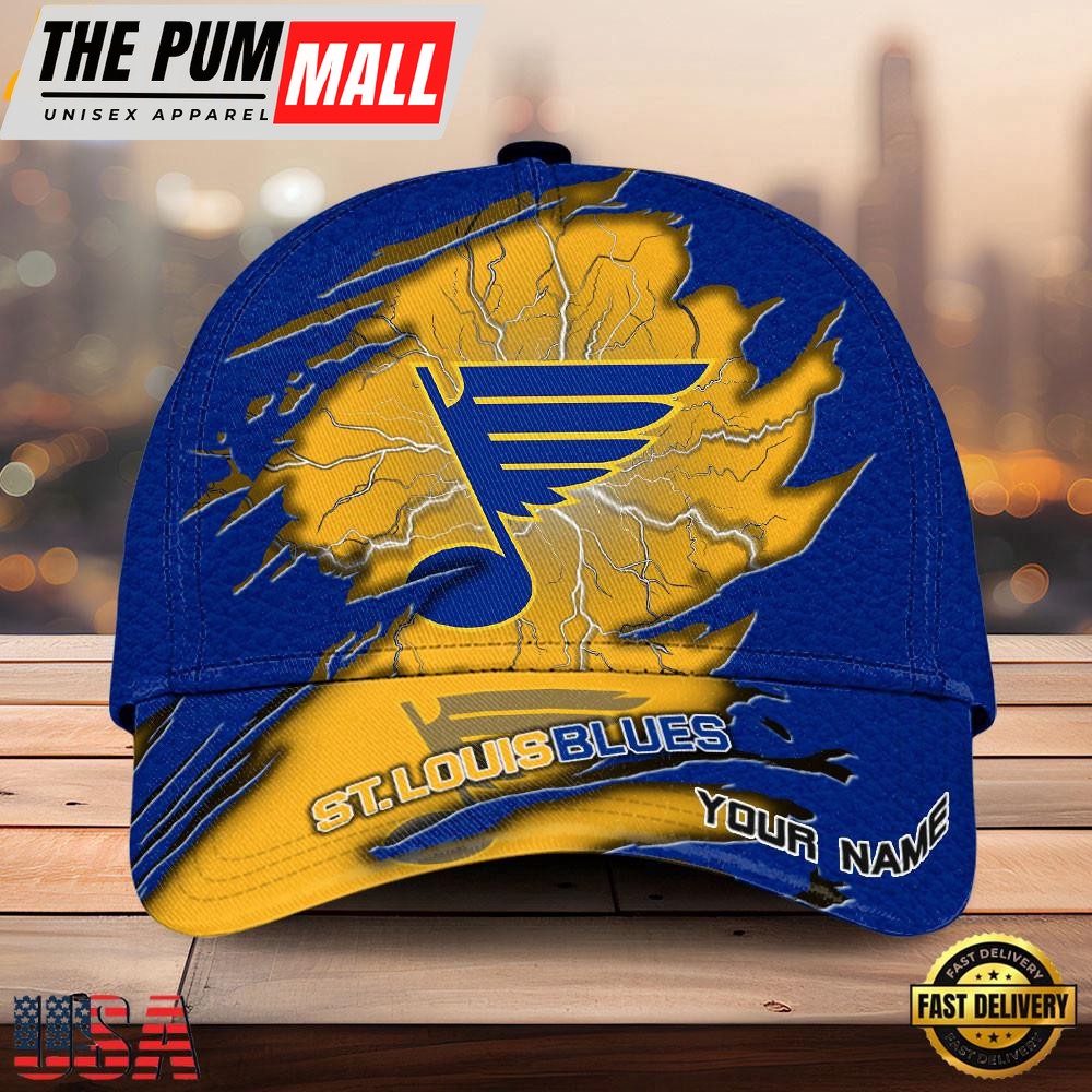 NHL St. Louis Blues Dynamic Hockey Emblem Custom Name 3D Printed Cap – Baseball Cap Snapback Hats