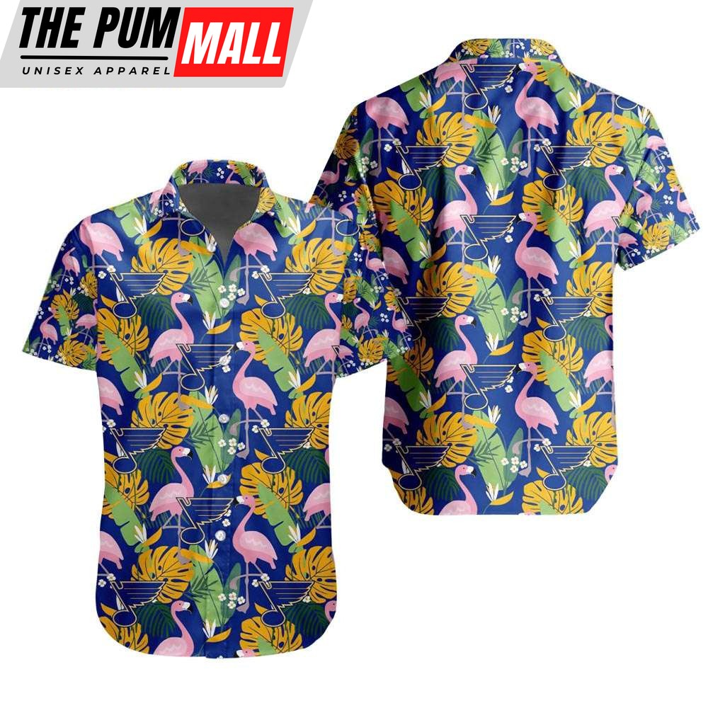 NHL St. Louis Blues Flamingo Tropical Leafs Hawaiian Shirt