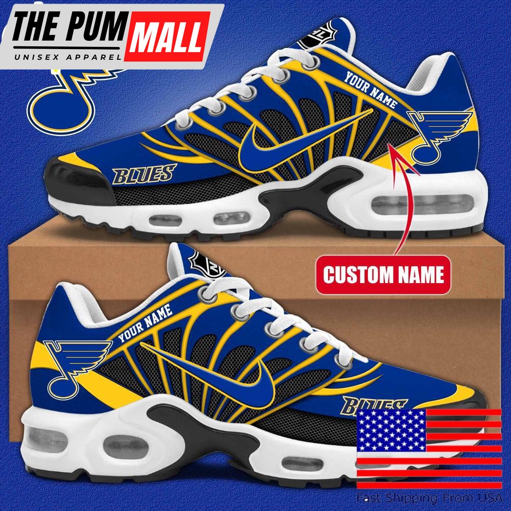NHL St Louis Blues Hockey Logo Custom Name Air Max Plus Shoes , Hockey Shoes