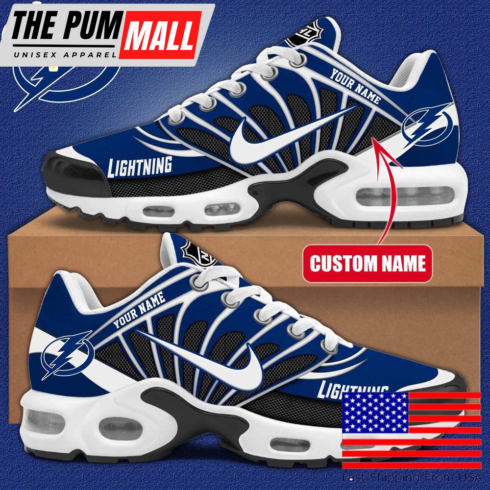 NHL Tampa Bay Lightning Hockey Logo Custom Name Air Max Plus Shoes , Hockey Shoes