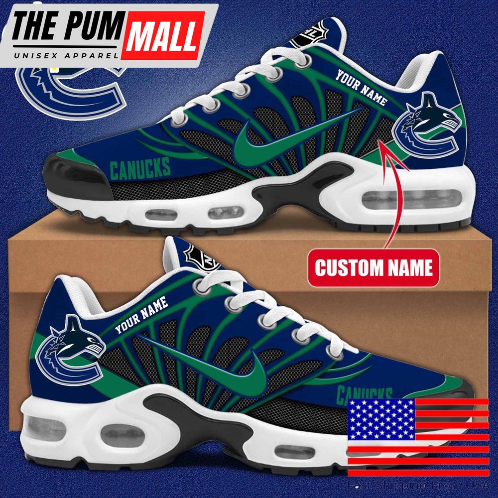 NHL Vancouver Canucks Hockey Logo Custom Name Air Max Plus Shoes , Hockey Shoes
