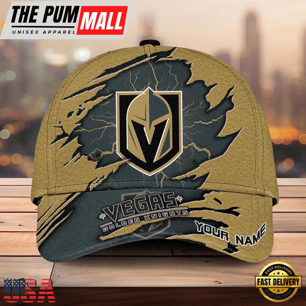 NHL Vegas Golden Knights Dynamic Hockey Emblem Custom Name 3D Printed Cap – Baseball Cap Snapback Hats
