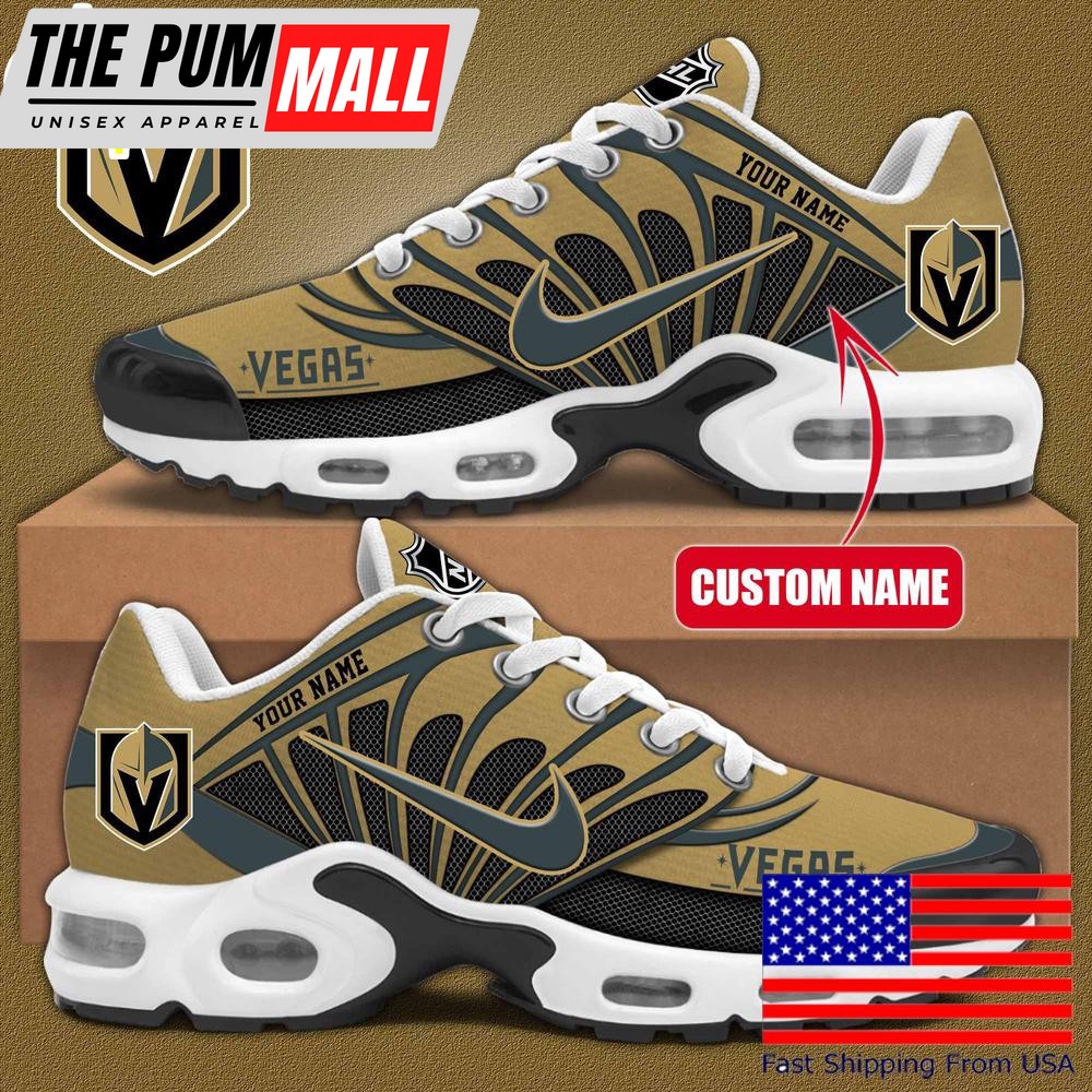 NHL Vegas Golden Knights Hockey Logo Custom Name Air Max Plus Shoes , Hockey Shoes