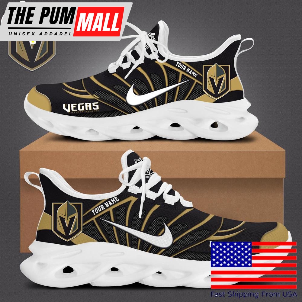 NHL Vegas Golden Knights Hockey Logo Custom Name Max Soul Shoes , Hockey Shoes