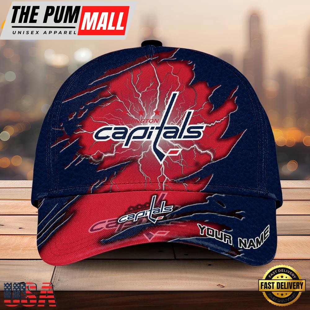 NHL Washington Capitals Dynamic Hockey Emblem Custom Name 3D Printed Cap – Baseball Cap Snapback Hats