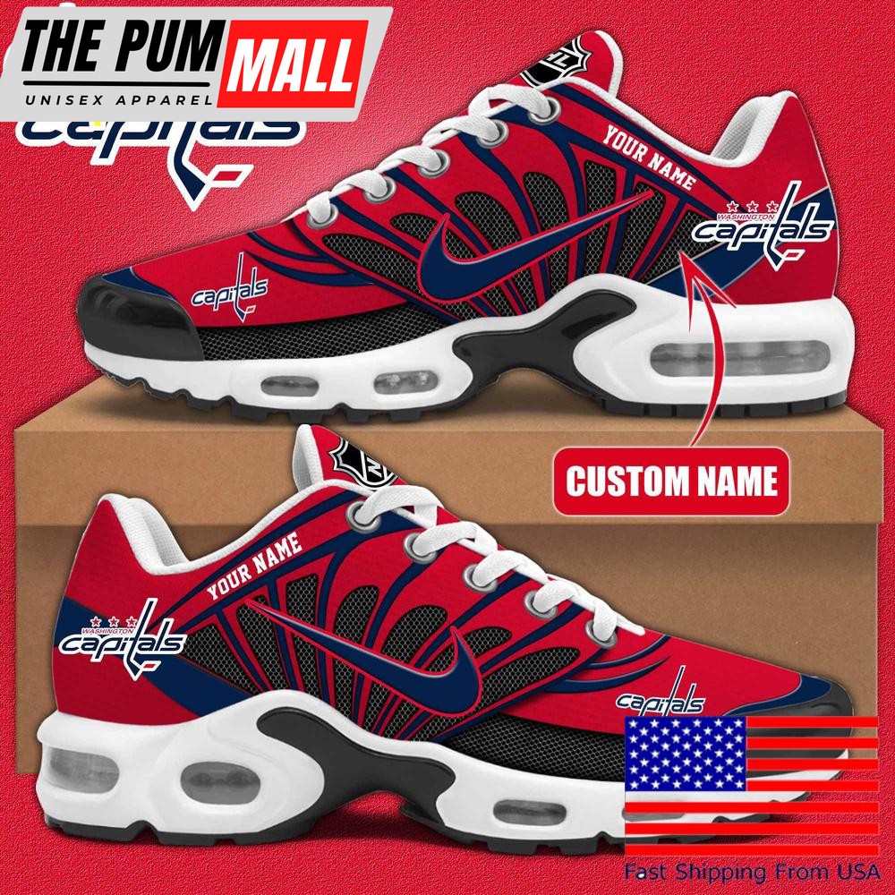 NHL Washington Capitals Hockey Logo Custom Name Air Max Plus Shoes , Hockey Shoes