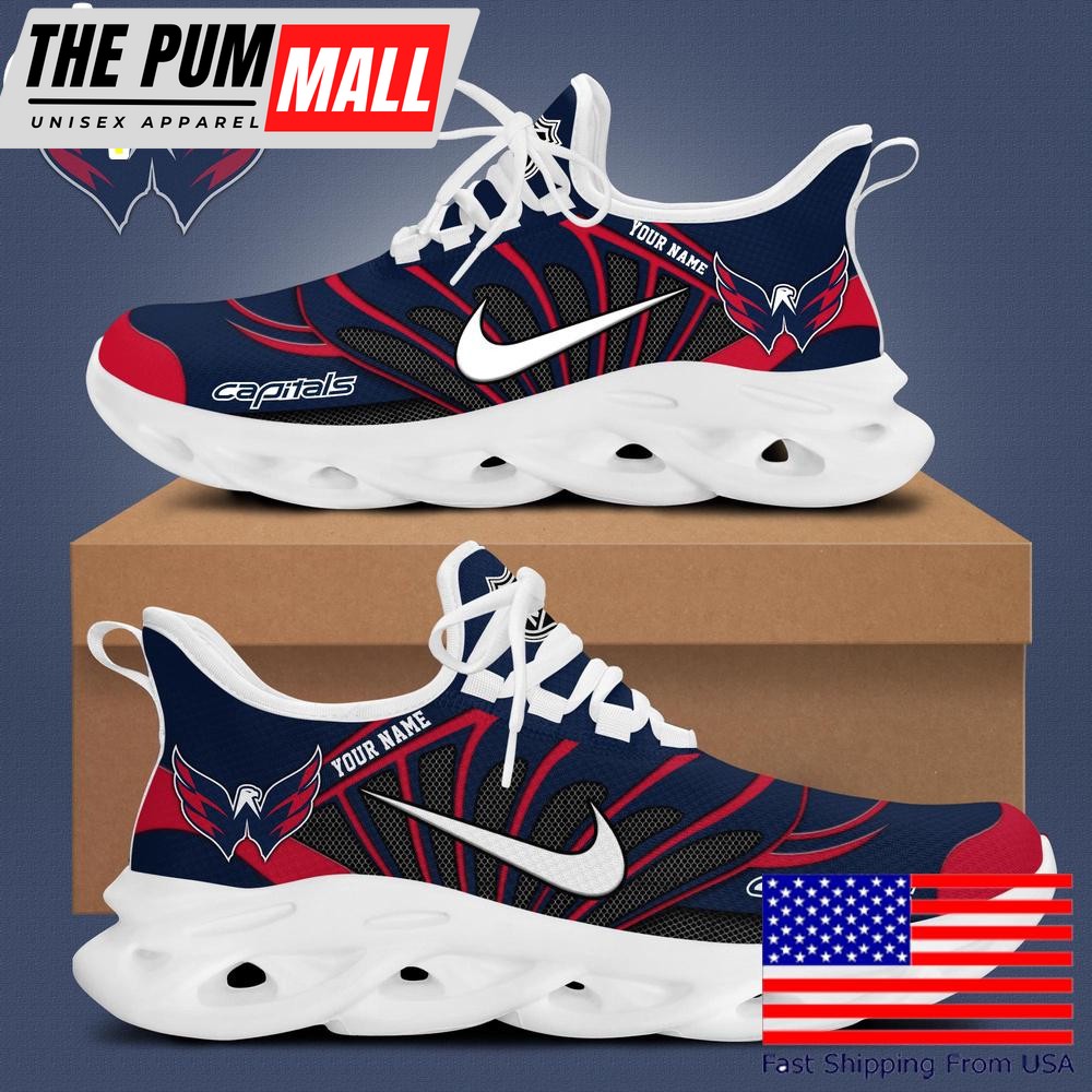 NHL Washington Capitals Hockey Logo Custom Name Max Soul Shoes , Hockey Shoes