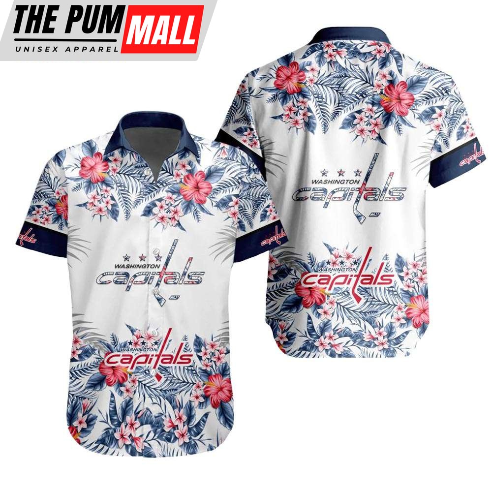 NHL Washington Capitals Tropical Floral Hibiscus Hawaiian Shirt
