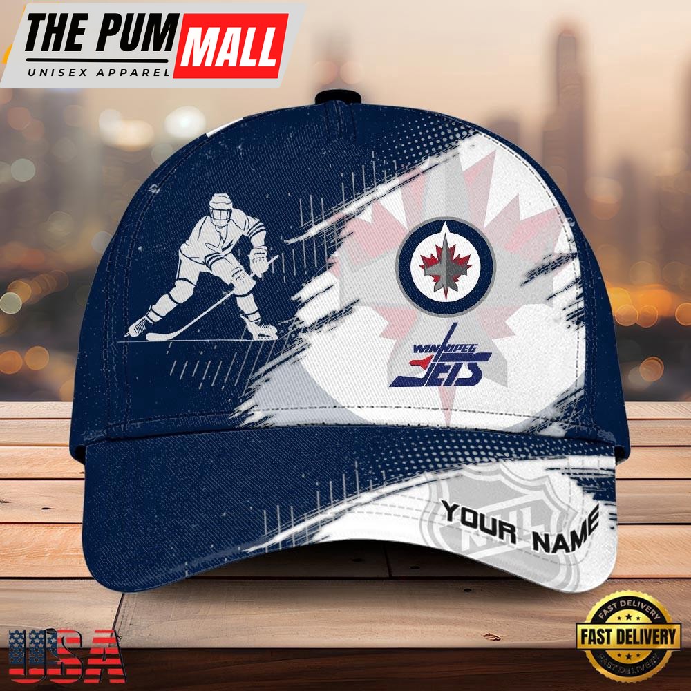 NHL Winnipeg Jets Bold Distressed Artwork Custom Name 3D Cap – Baseball Cap Snapback Hats
