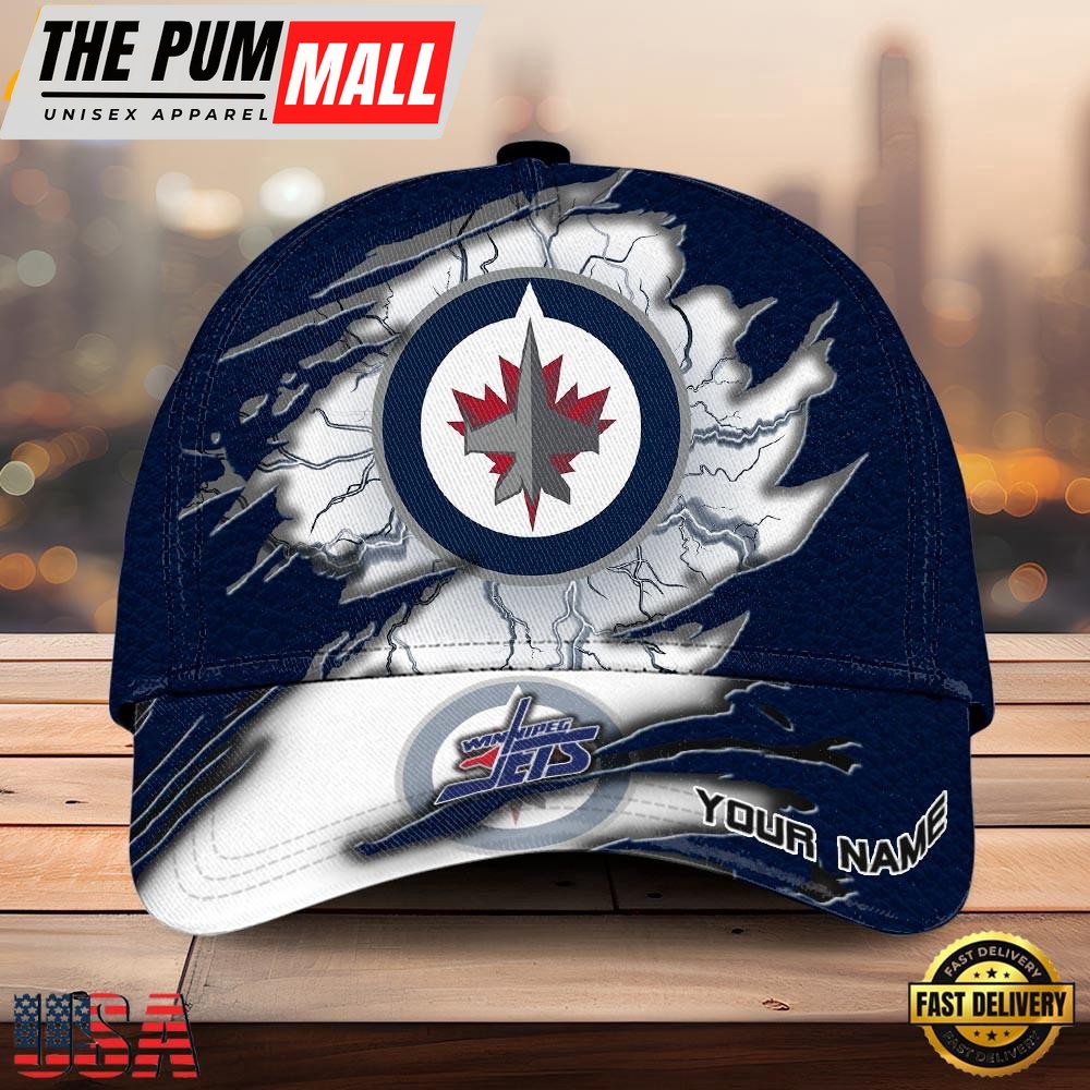 NHL Winnipeg Jets Dynamic Hockey Emblem Custom Name 3D Printed Cap – Baseball Cap Snapback Hats