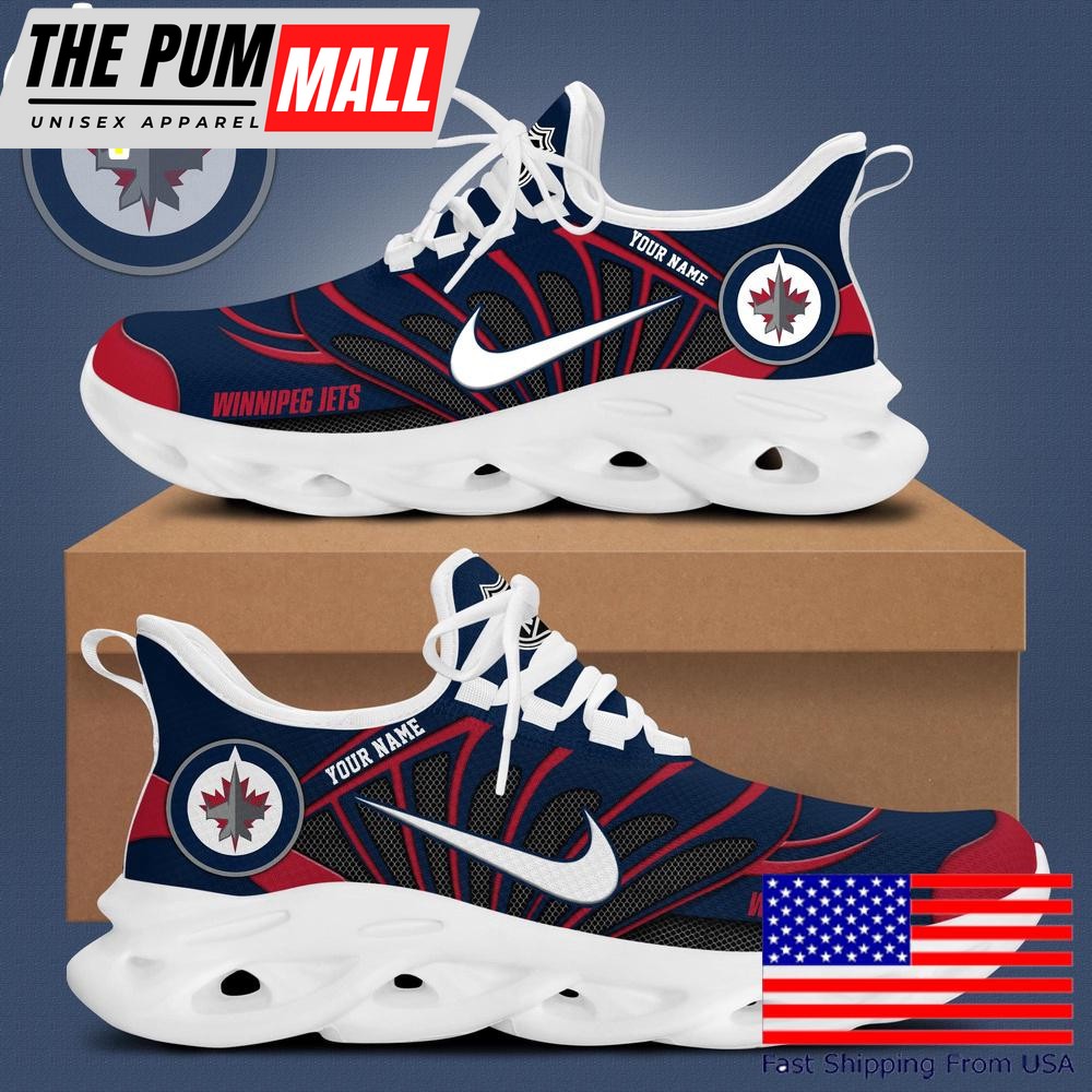 NHL Winnipeg Jets Hockey Logo Custom Name Max Soul Shoes , Hockey Shoes