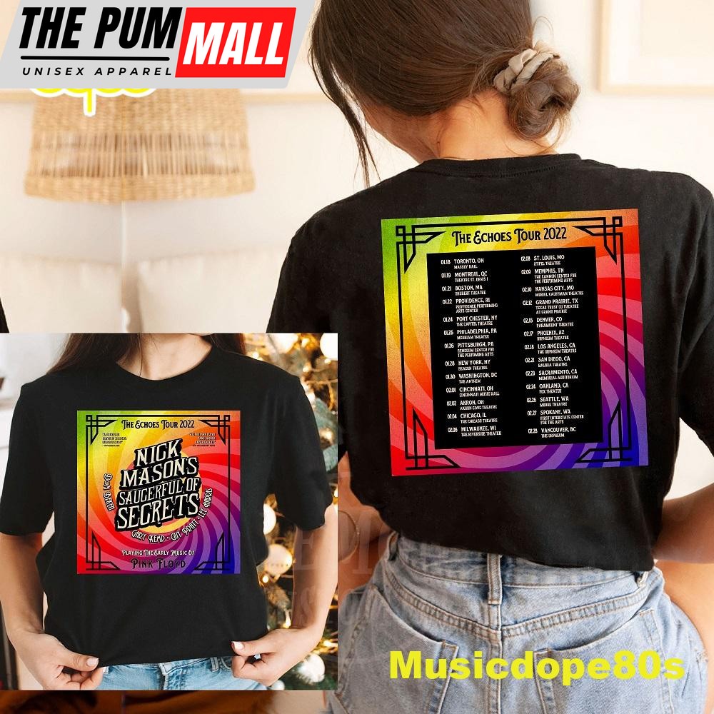 Nick Mason Saucerful Of Secrets The Echoes Dates Tour 2022 Black Tshirt