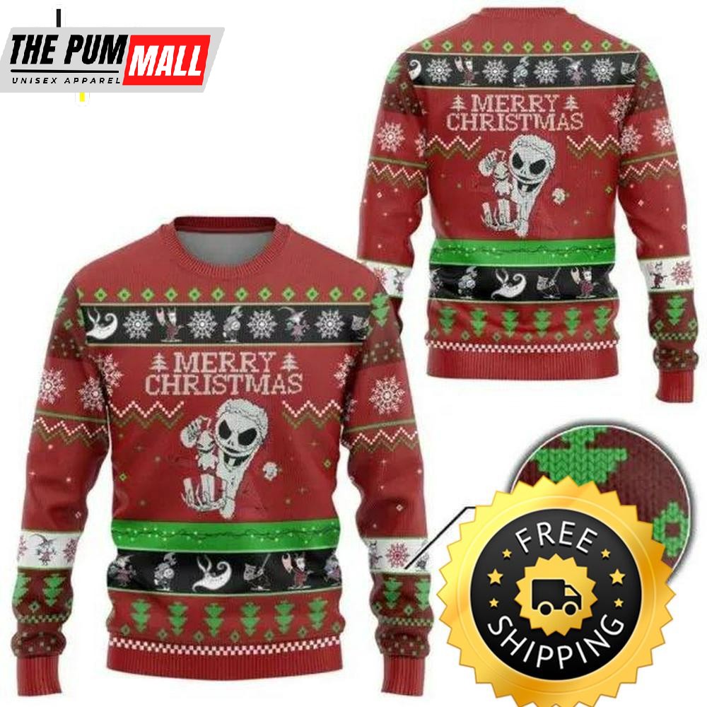 Nightmare Before Christmas Jack Skellington Ugly Sweater, Halloween Christmas Sweater