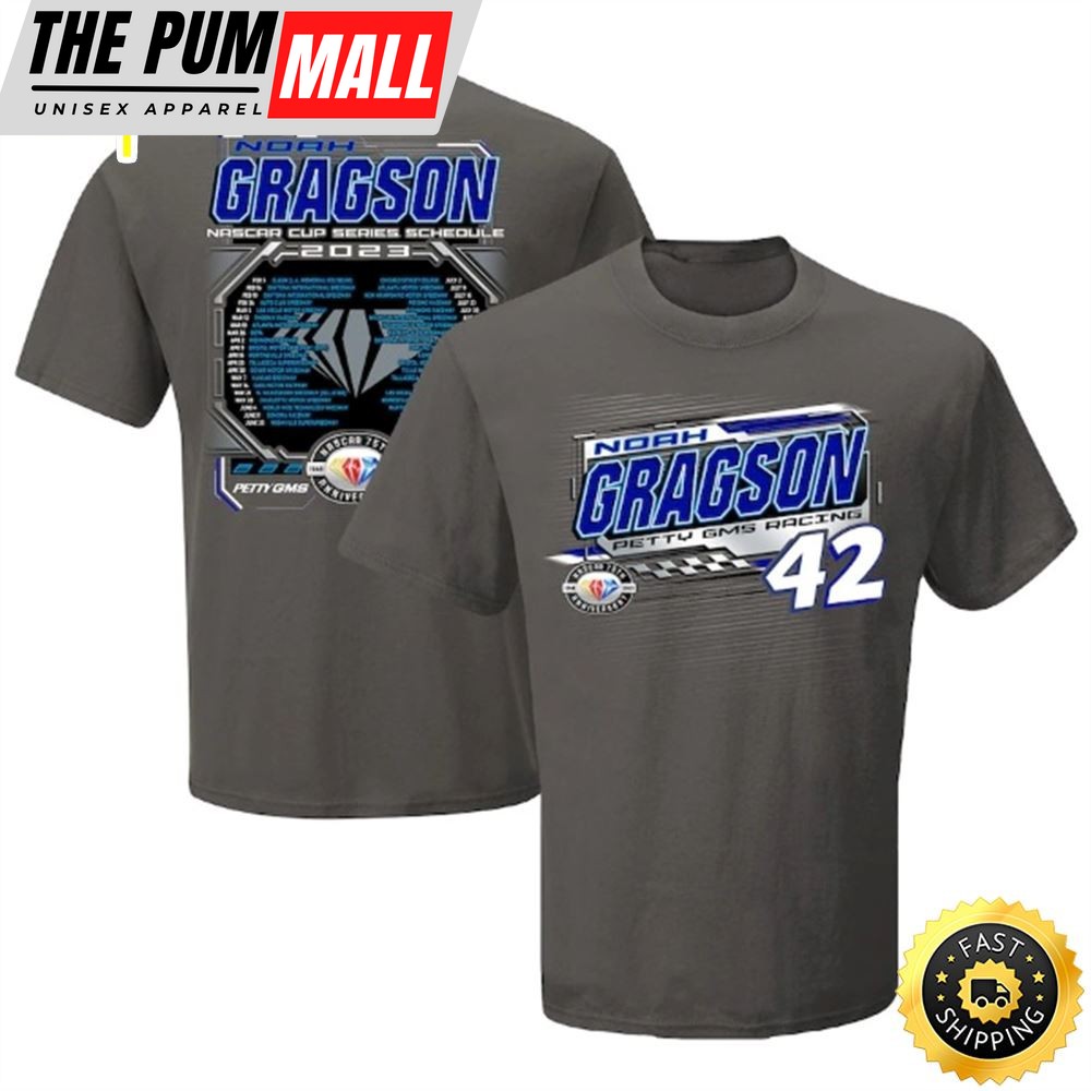 Noah Gragson Checkered Flag 2023 NASCAR Cup Series Schedule Charcoal T-shirt