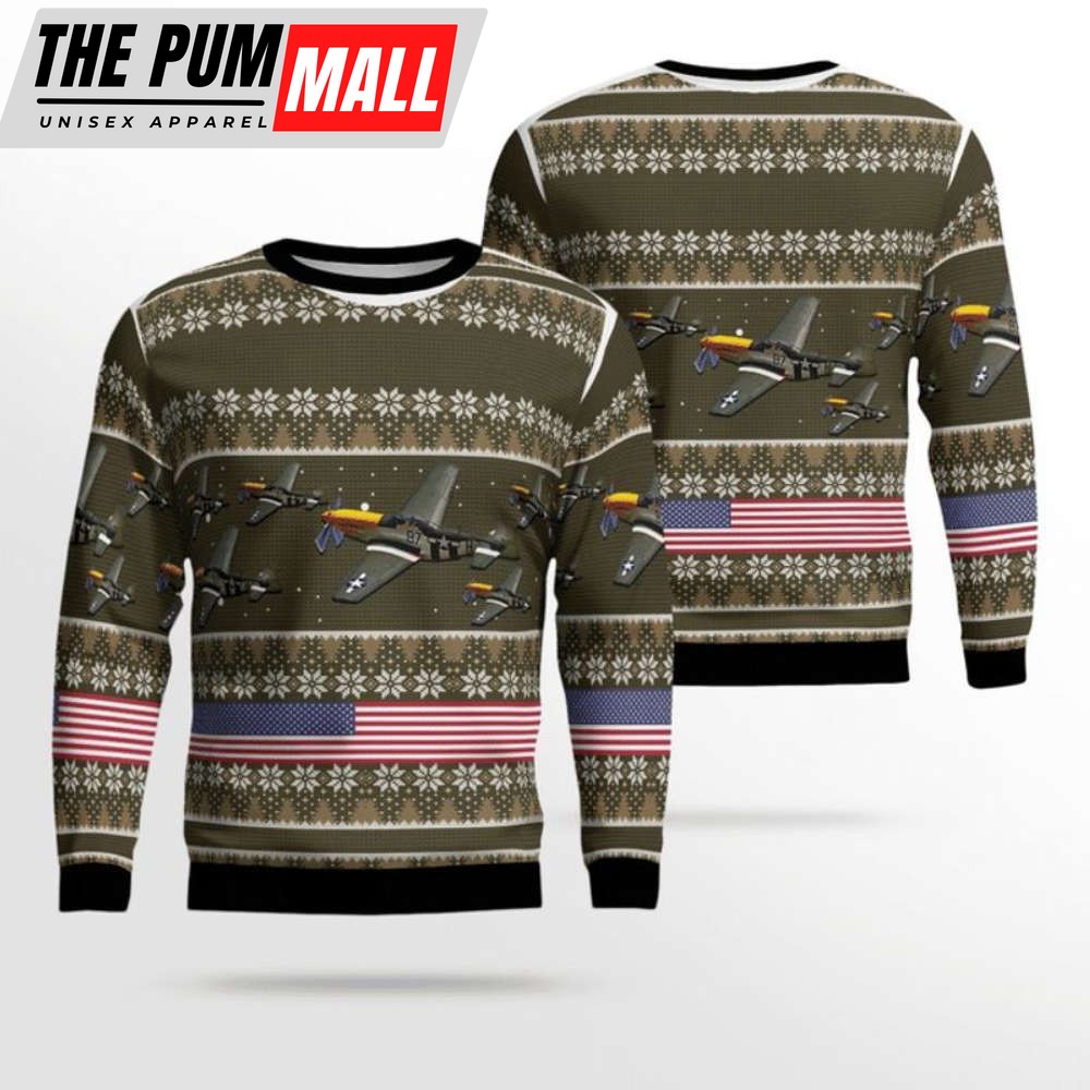North American P-51 Mustang Christmas Sweater: Vintage Aviation Style