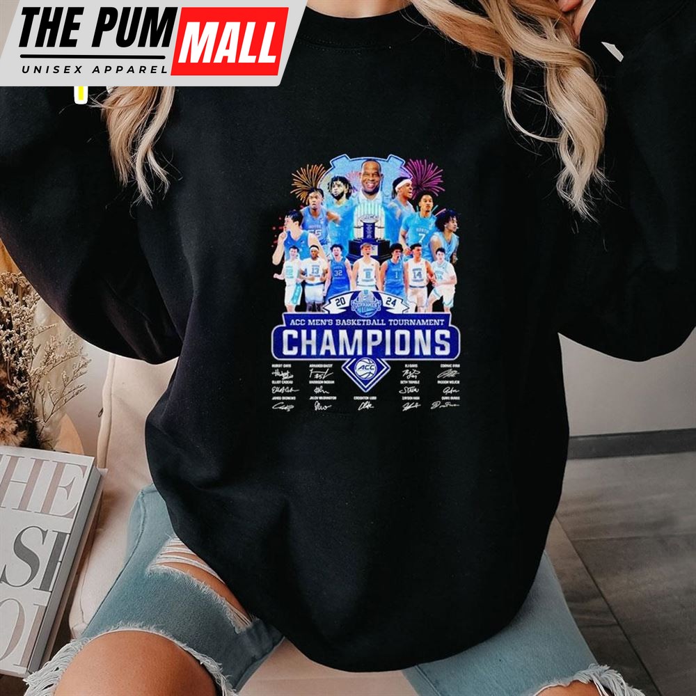 North Carolina Tar Heels 2025 Acc Basketball Tournament Champions Signatures Shirt