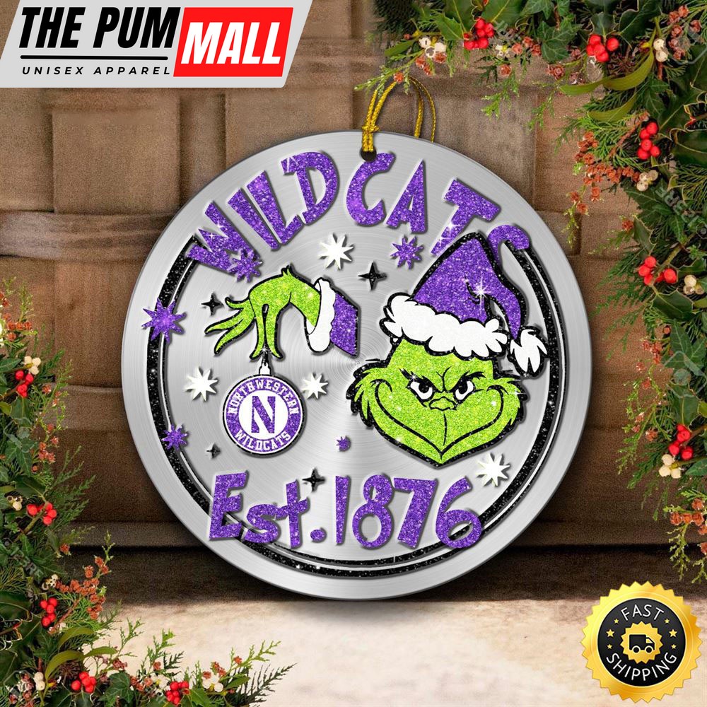 Northwestern Wildcats Grinch Circle Ornaments Christmas Limited Edition