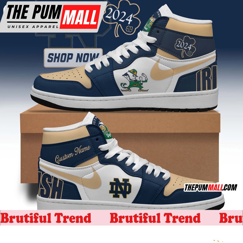 Notre Dame Fighting Irish Football Shamrock Series 2024 Air Jd 1 Hightop Shoes