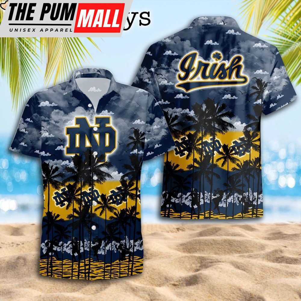 Notre Dame Fighting Irish Palms Tree Hawaiian Shirt