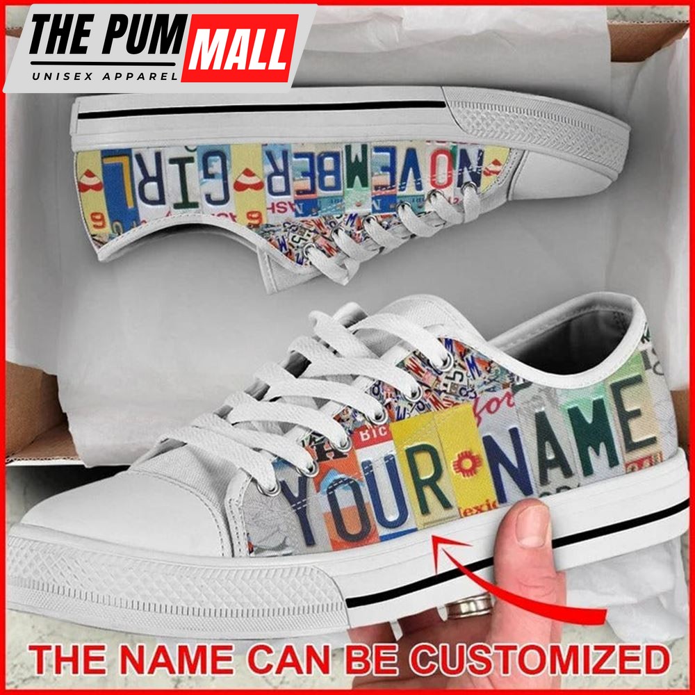 november-girl-license-plates-personalized-canvas-low-top-shoes-low-top-shoes-m-wfzql54z November Girl License Plates Personalized Canvas Low Top Shoes – Low Top Shoes Mens, Women