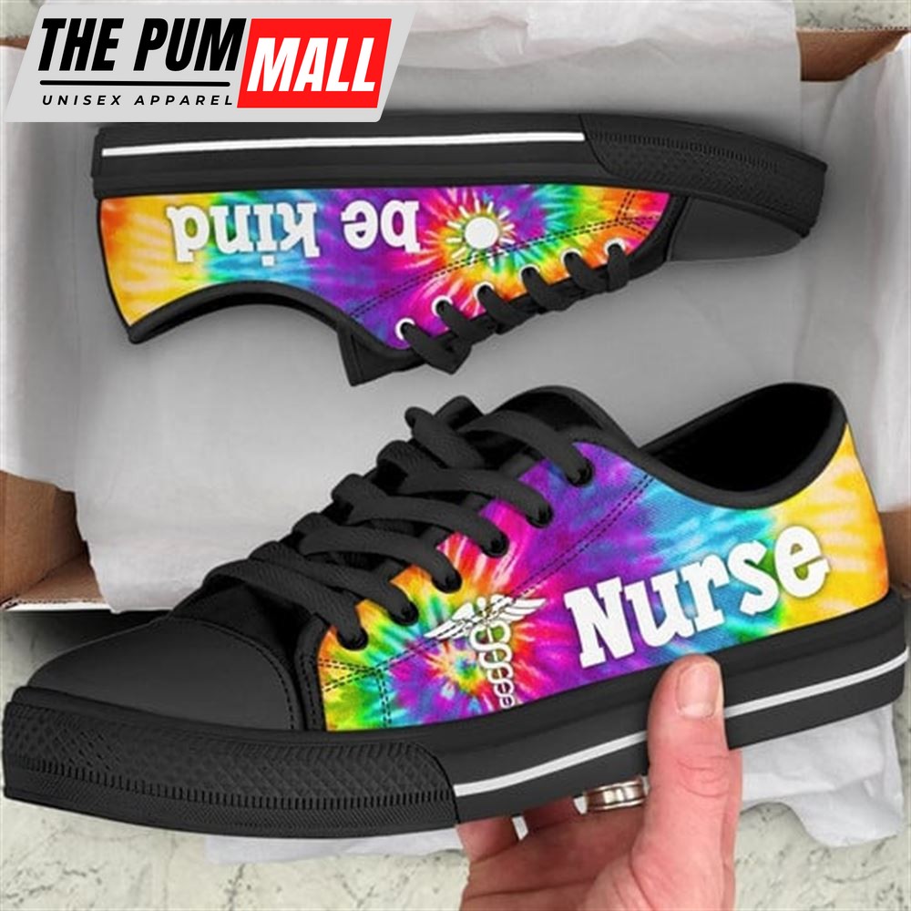 Nurse Bekind Tie Dye Canvas Low Top Shoes – Low Top Shoes Mens, Women