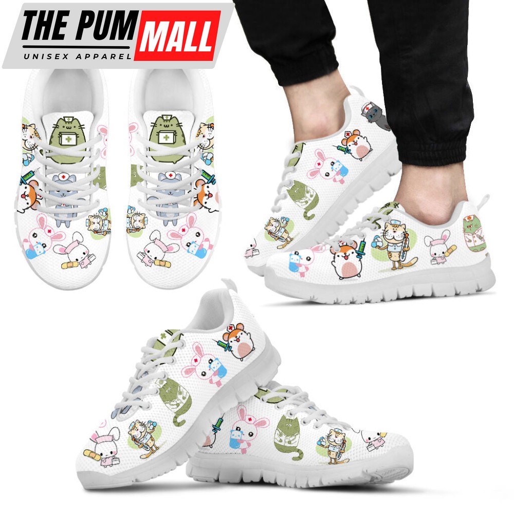 Nurse Cartoon Sneaker Walking Running Lightweight Casual Shoes For Men And Women