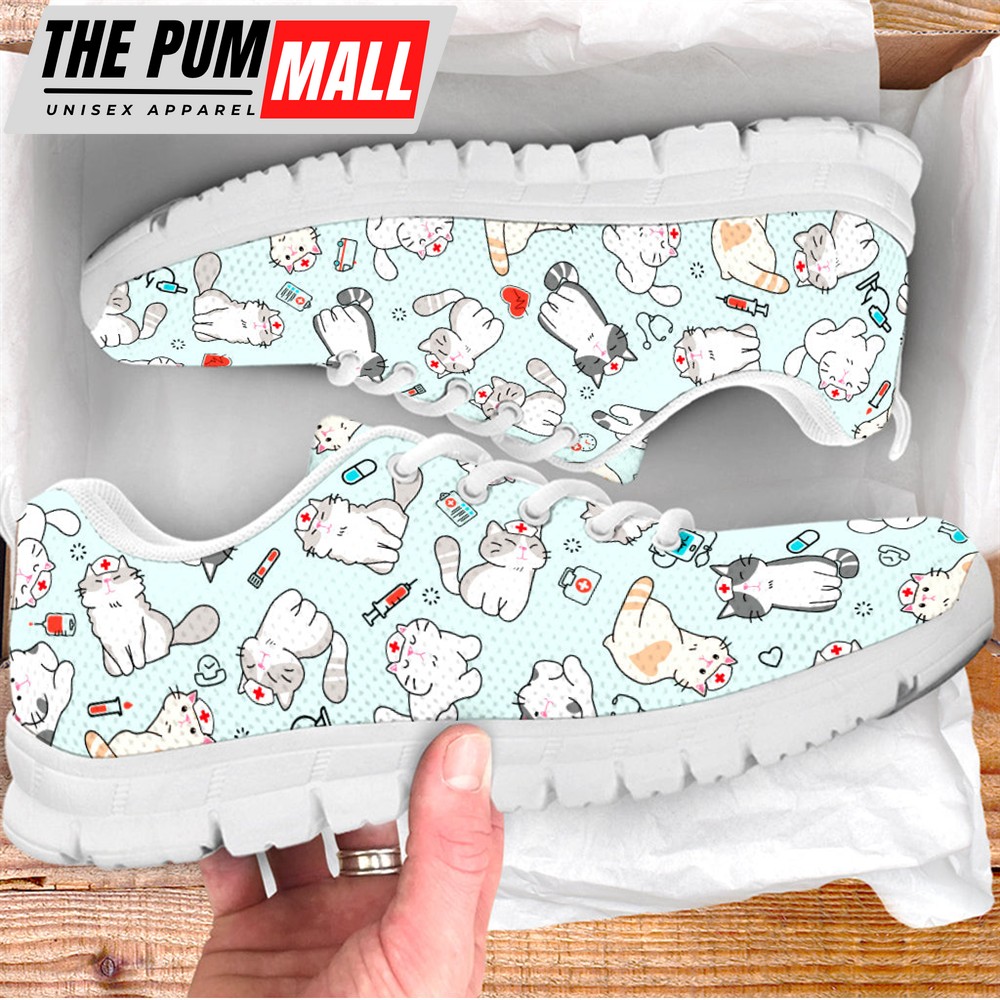Nurse Cats Pattern Sneaker Fashion Shoes Comfortable Walking Running Lightweight Casual Shoes Malalan