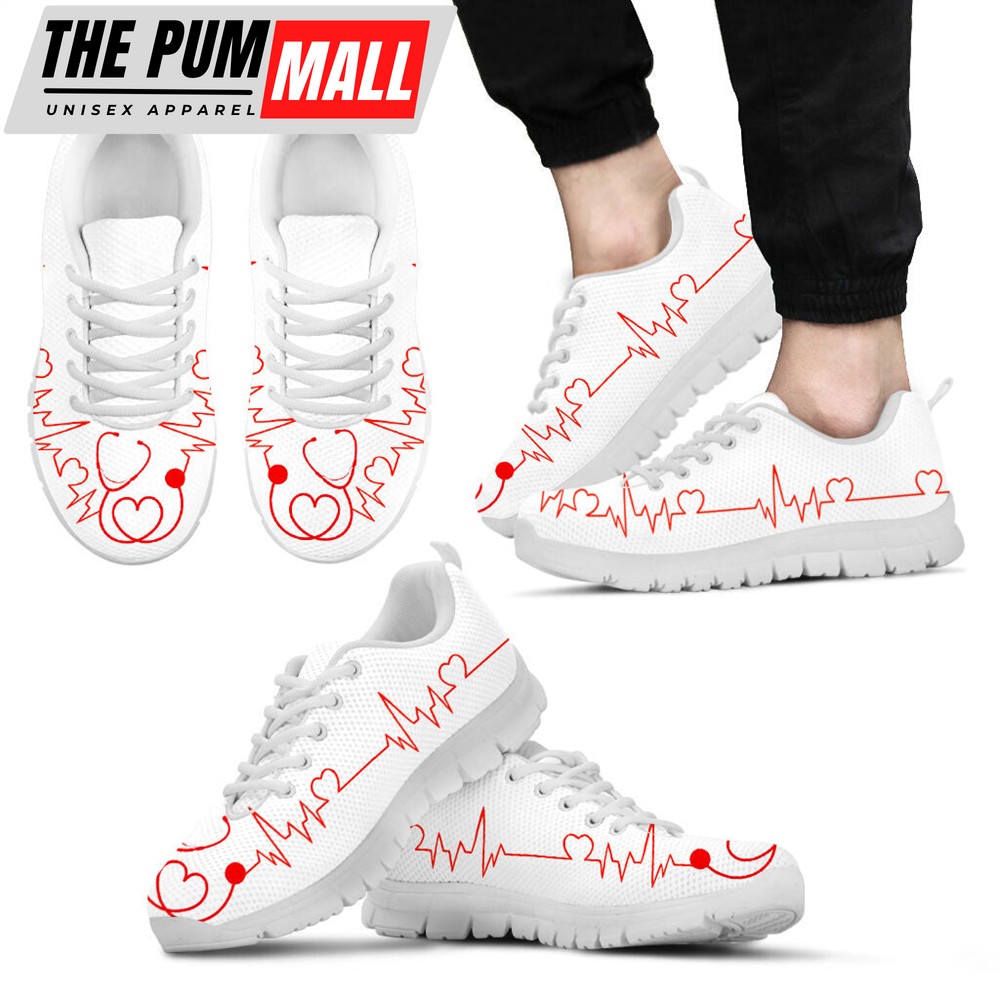 Nurse Heartbeat Stethoscope Shoes Fashion Sneaker Comfortable Walking Running Lightweight Casual Shoes Malalan