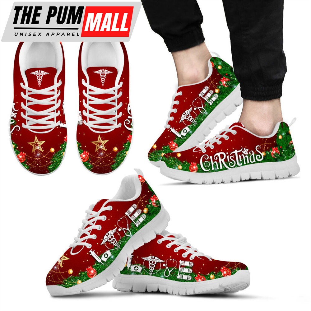 Nurse Love Christmas Shoes Fashion Sneaker Walking Shoes – Best Shoes For Christmas, Best Gift For Nurse Malalan