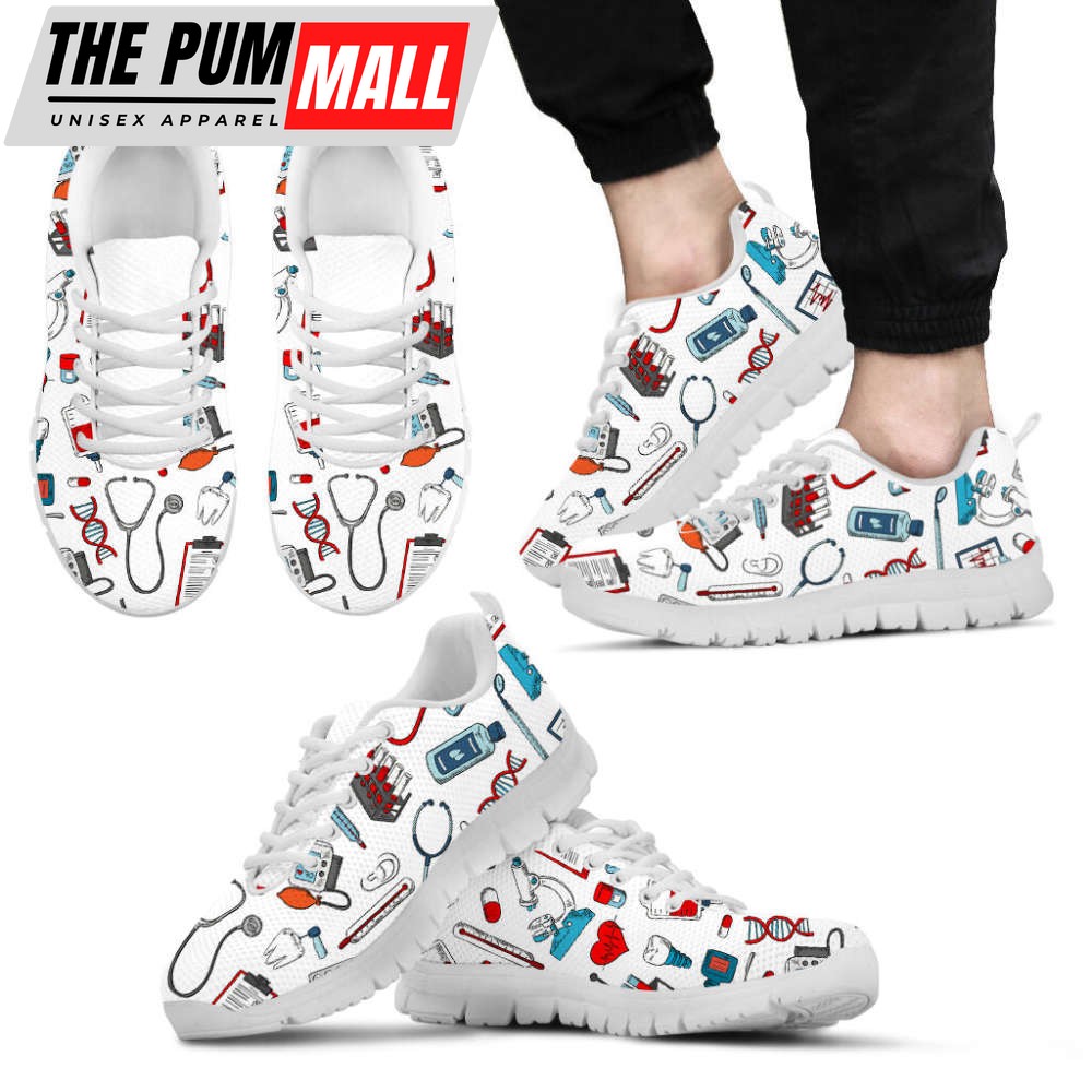 Nurse Medical Instruments Pattern Sneakers, Nurse Shoes For Men And Women