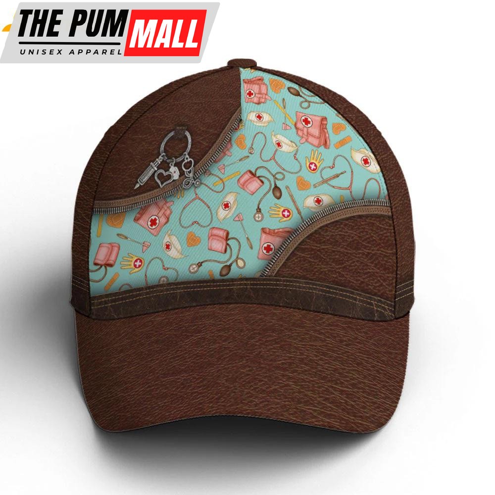 Nurse Pattern Leather Style Classic Baseball Cap
