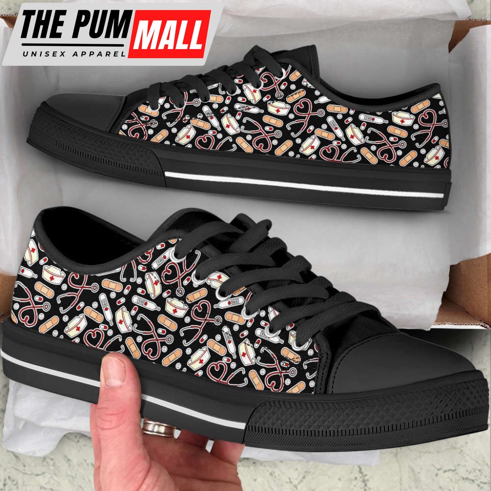 nurse-patterns-black-low-top-shoes-canvas-sneakers-comfortable-8cbdewxg Nurse Patterns Black Low Top Shoes Canvas Sneakers Comfortable