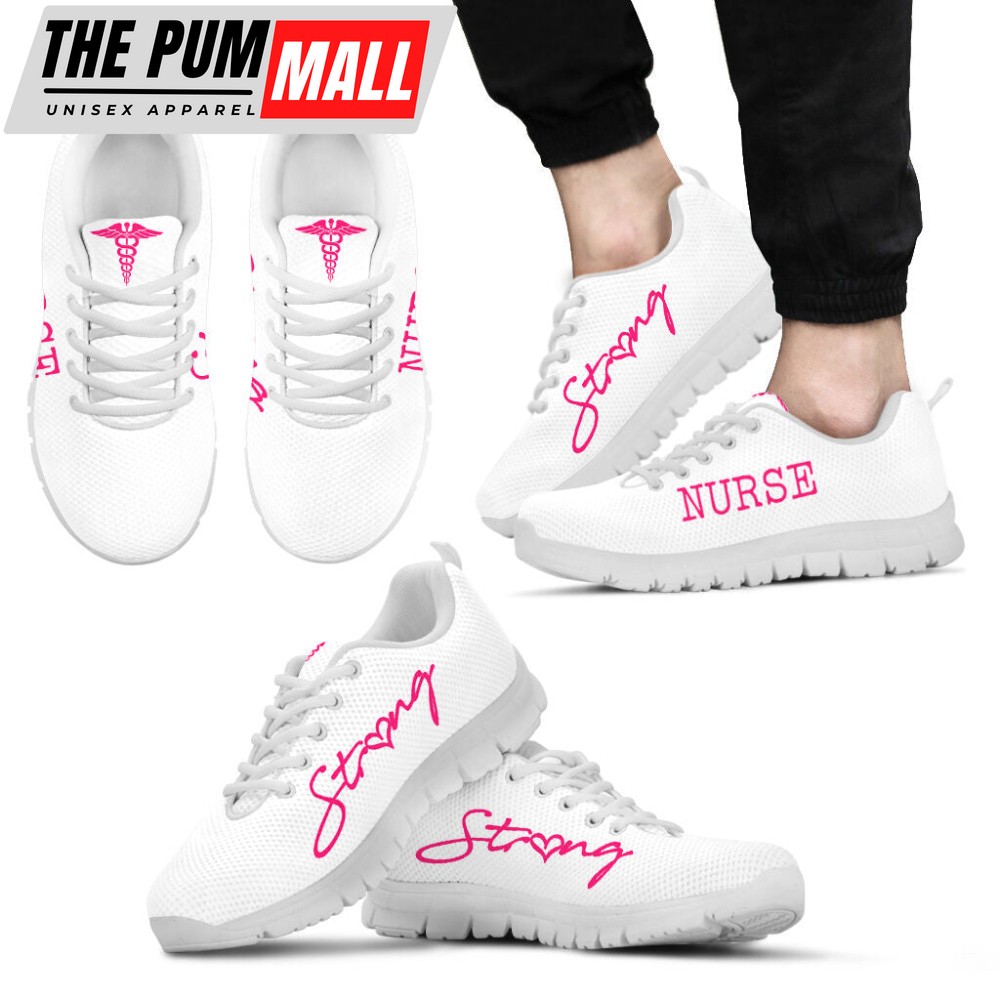 Nurse Pink Strong White Sneakers Walking Running Lightweight Casual Shoes For Men And Women