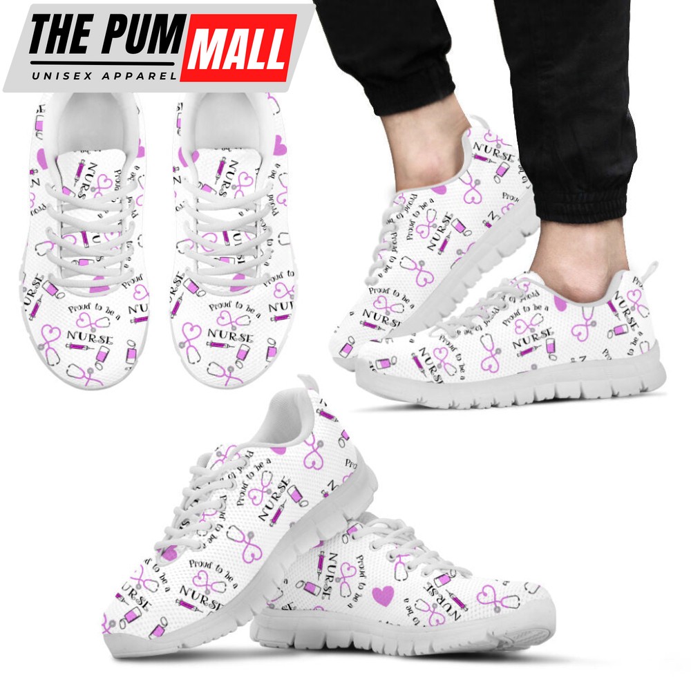 Nurse Proud To Be A White Sneakers Walking Running Lightweight Casual Shoes For Men And Women